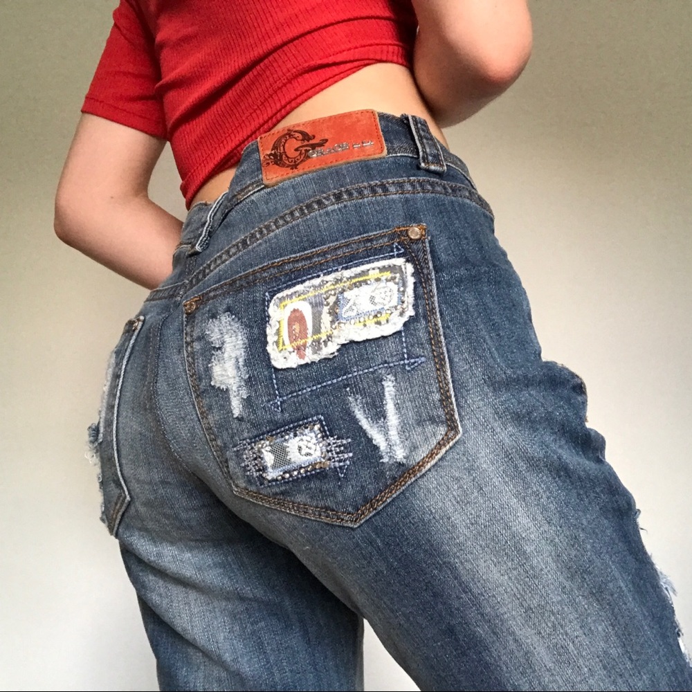 Unique Patchwork, distressed jeans!
